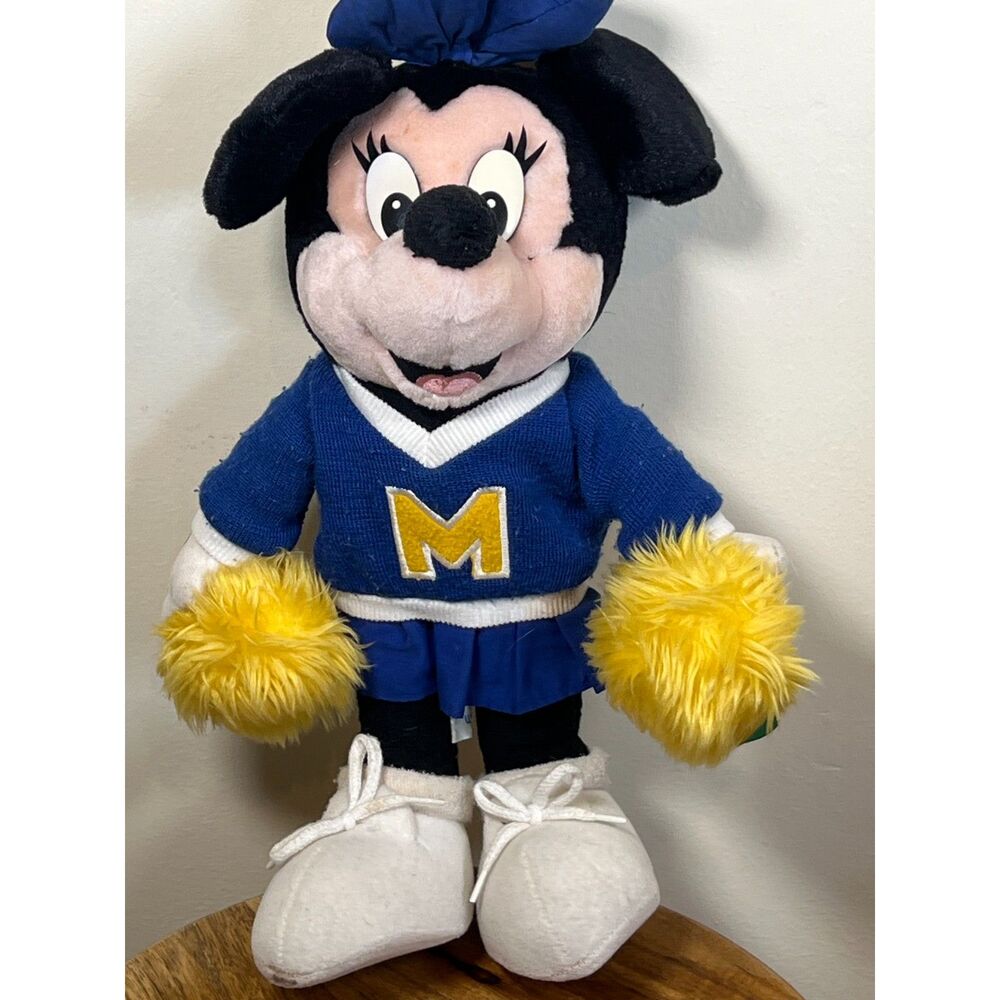 Vintage‎ Minnie Mouse Cheerleader Plush Blue Yellow Walt Disney World